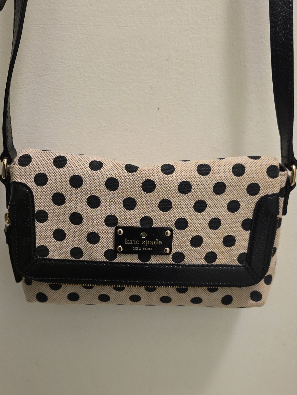 kate spade Beige and Black Polka Dot Crossbody Bag